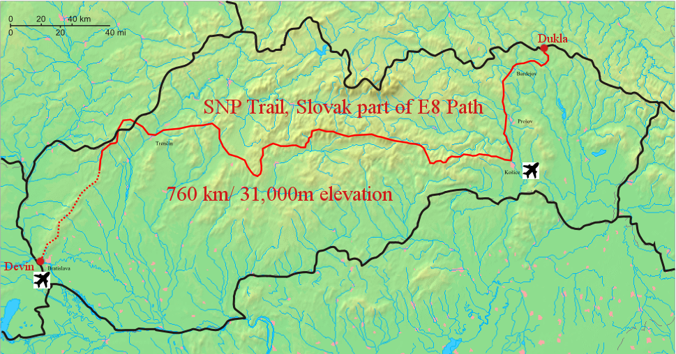 Very basic map of the SNP trail